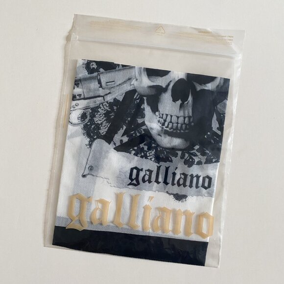 Vintage 2000s Galliano Skull Bandana Print Scarf Cotton Italy Authentic NWT - Picture 4 of 9